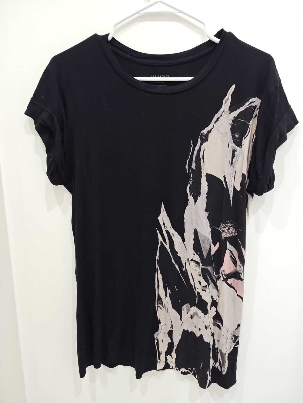 All Saints Black Crew Neck Tunic Top Size XS